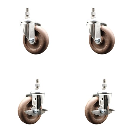 Service Caster 4 Inch 316SS High Temp Glass Filled Nylon 10mm Stem Caster Brakes SCC, 2PK SS316TS20S414-GFNSHT-M1015-2-TLB-2